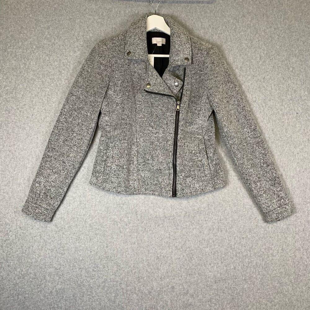 Loft Women’s Size XS Lightweight Edgy Moto Jacket Grey Zip Up Collared